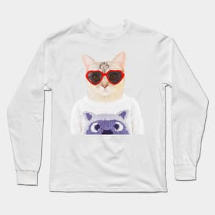 Funny cat portrait Long Sleeve T-Shirt